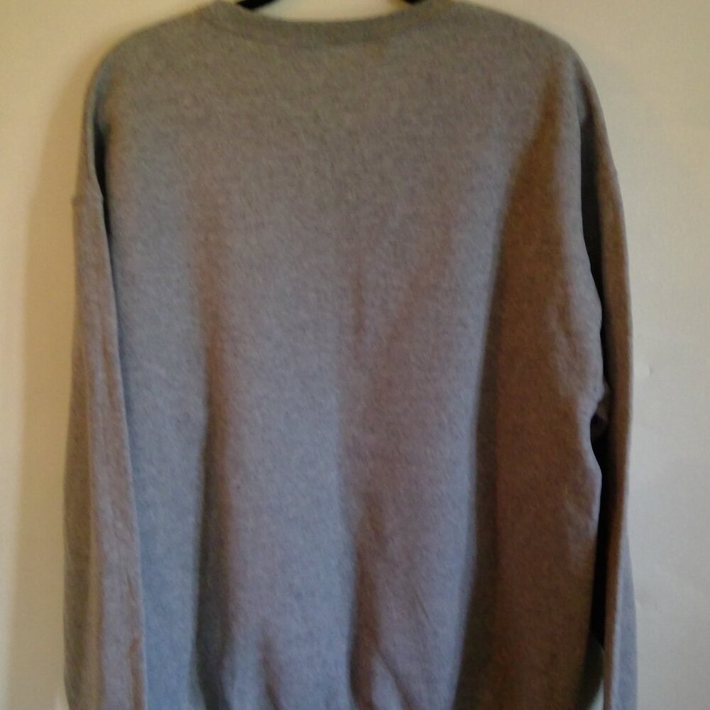 Womens Gray Crewneck Sweatshirt Black Lace Bow Size Large - Picture 3 of 4